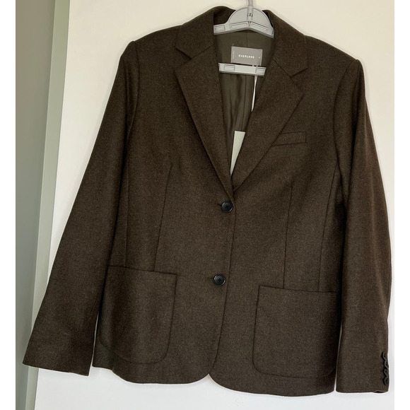 Everlane Women Size 14 NWT Green Brown Wool Blend Blazer - Picture 3 of 15